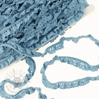 Elastična pamučna čipka old blue
