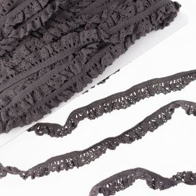 Elastična pamučna čipka dark taupe