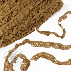 Elastična pamučna čipka dark camel