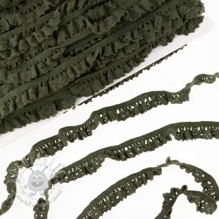 Elastična pamučna čipka camo green