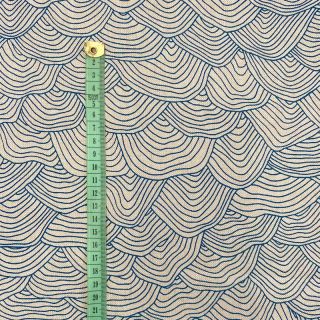 Dekorativna tkanina Linenlook Hand drawn wave petrol