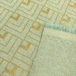 Dekoračná látka Linenlook Art deco cubes mint metallic premium