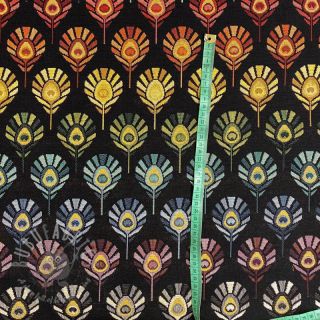 Goblen tkanina GOBELIN PREMIUM Peacock Feather Bow black