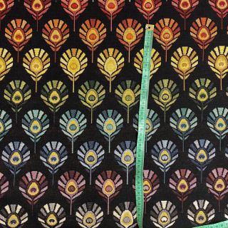 Goblen tkanina Peacock Feather Bow black