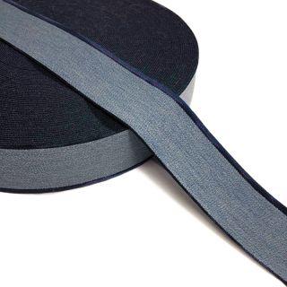 Guma glatka 4 cm JEANS BLUE STRIPE light blue