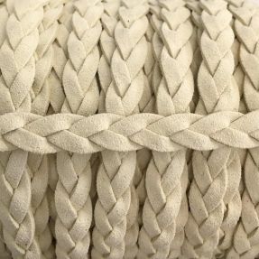 Kožna vrpca pletena off white