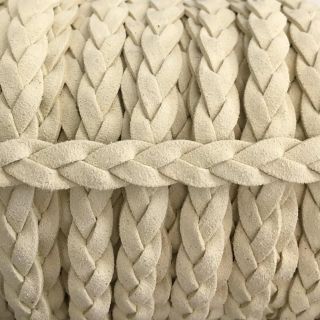Kožna vrpca pletena off white