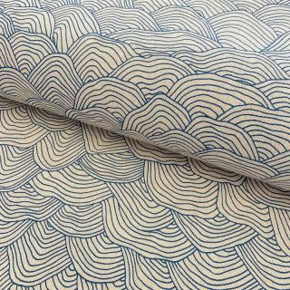 Dekorativna tkanina Linenlook Hand drawn wave petrol