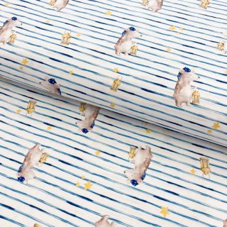 Bavlnená látka Snoozy fabrics Friends Sleeping bear digital print