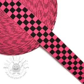 Elastika 4 cm karo jacquard fuchsia