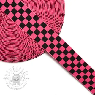 Elastika 4 cm karo jacquard fuchsia