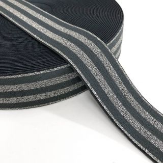 Guma glatka 4 cm LUREX SILVER dark grey