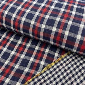 Dvojitá gázovina/mušelín Double sided Checks navy