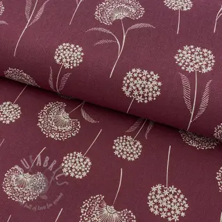 Dekorativna tkanina Linenlook Elegant dandelion bordeaux