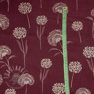 Dekorativna tkanina Linenlook Elegant dandelion bordeaux