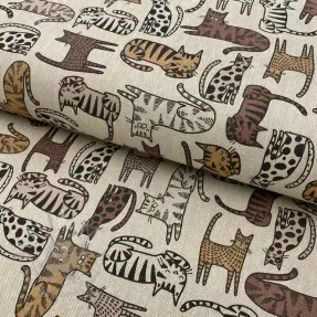 Dekorativna tkanina Linenlook Cat wildlife art