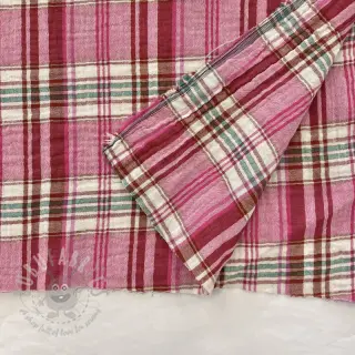 Tetra Tkanina/Muslin Double sided CHECKS pink