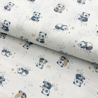 Dvostruka gaza/muslin Panda white digital print