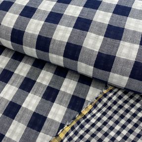 Dvostruka gaza/muslin Double sided CHECKS MINI navy