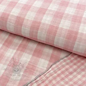 Tetra Tkanina/Muslin Double sided CHECKS MINI old rose
