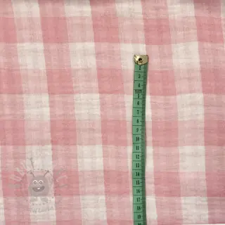 Tetra Tkanina/Muslin Double sided CHECKS MINI old rose