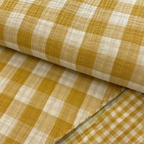 Dvostruka gaza/muslin Double sided CHECKS MINI ochre