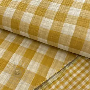 Tetra Tkanina/Muslin Double sided CHECKS MINI ochre