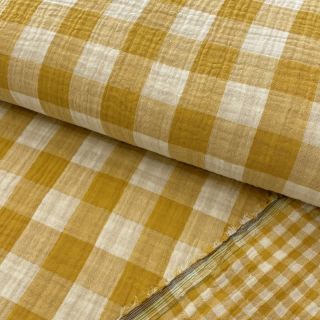 Tetra Tkanina/Muslin Double sided CHECKS MINI ochre