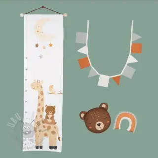 Dekorativna tkanina Kids room deco PANEL linenlook digital print