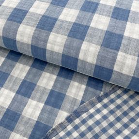 Dvostruka gaza/muslin Double sided CHECKS MINI indigo