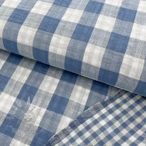 Tetra Tkanina/Muslin Double sided CHECKS MINI indigo