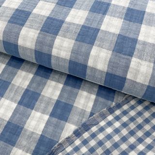 Dvostruka gaza/muslin Double sided CHECKS MINI indigo