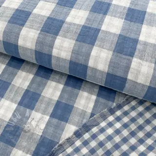 Tetra Tkanina/Muslin Double sided CHECKS MINI indigo