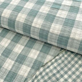 Dvostruka gaza/muslin Double sided CHECKS MINI green