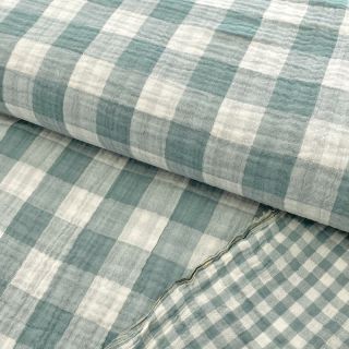 Dvostruka gaza/muslin Double sided CHECKS MINI green