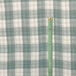 Dvostruka gaza/muslin Double sided CHECKS MINI green