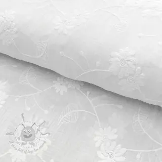 Tetra Tkanina/Muslin EMBROIDERED Leaf white II. klasa