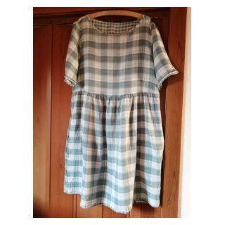 Dvostruka gaza/muslin Double sided CHECKS MINI green