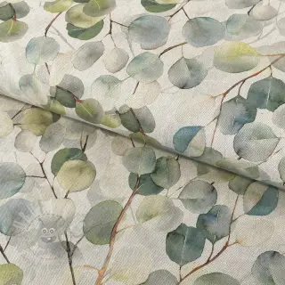 Dekorativna tkanina Linenlook Eucalyptus boho leaf digital print