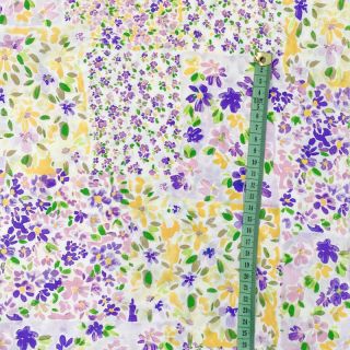 Viskoza RADIANCE Patchwork flowers grape digital print