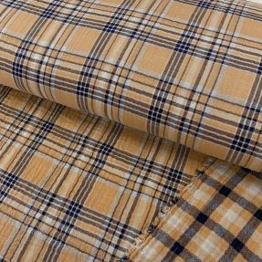 Dupla gaza/muslin Double sided CHECKS multicolour brown