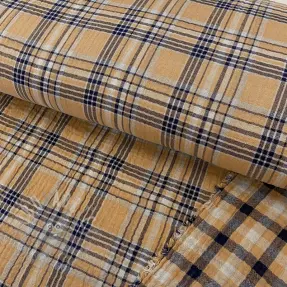 Tetra Tkanina/Muslin Double sided CHECKS multicolour brown
