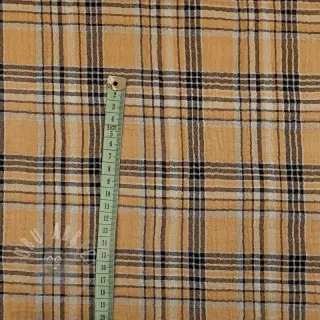 Tetra Tkanina/Muslin Double sided CHECKS multicolour brown