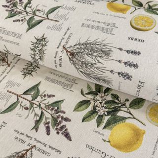 Dekorativna tkanina Linenlook Lavender citrus recipe digital print