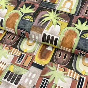 Dekorativna tkanina Tropical cottages brique digital print