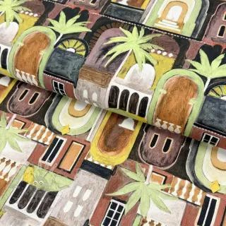 Dekorativna tkanina Tropical cottages brique digital print