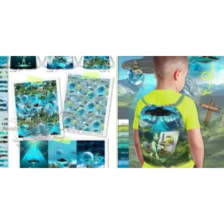 Dekorativna tkanina KIDS BACKPACK Alien my friend PANEL