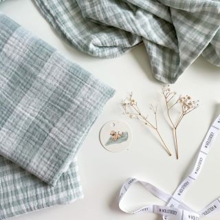 Tetra Tkanina/Muslin Double sided CHECKS MINI nile