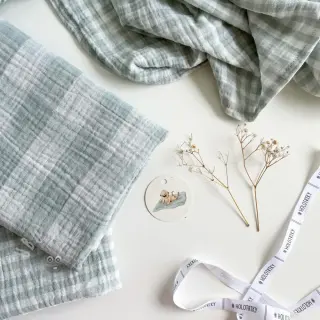 Tetra Tkanina/Muslin Double sided CHECKS MINI nile