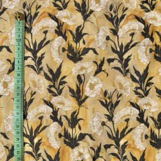 Viscoza LUREX White flowers ecru digital print